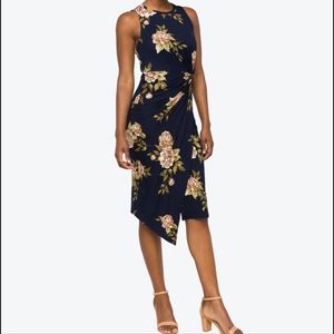 NINE BRITTON Abigail Brushed Knit Midi Dress S Navy